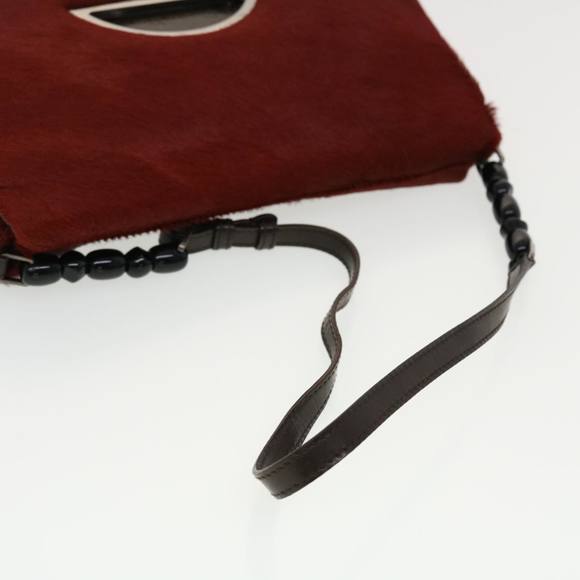 Christian Dior Maris Pearl Shoulder Bag Harako leather Red MA-1909 Auth 44311 - Picture 7 of 16